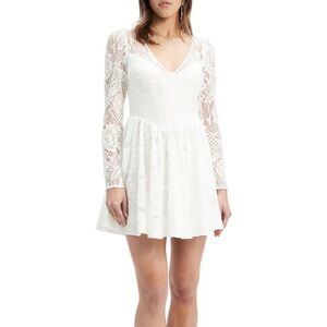 Bardot White Lace Long Sleeve Dress